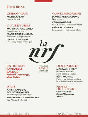 cover image of La Nouvelle Revue Française N° 613